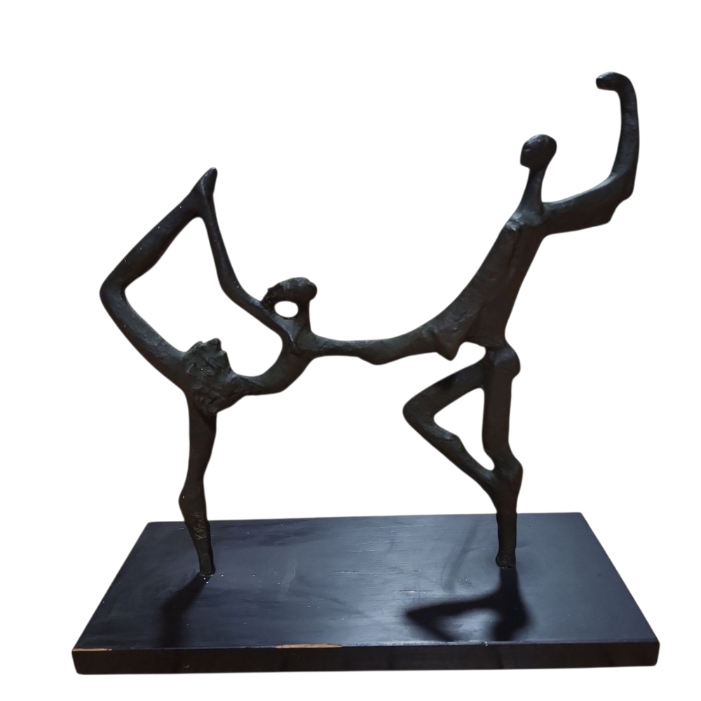 Bronze Midcentury Sculpture Ballet Dancers, Wood base